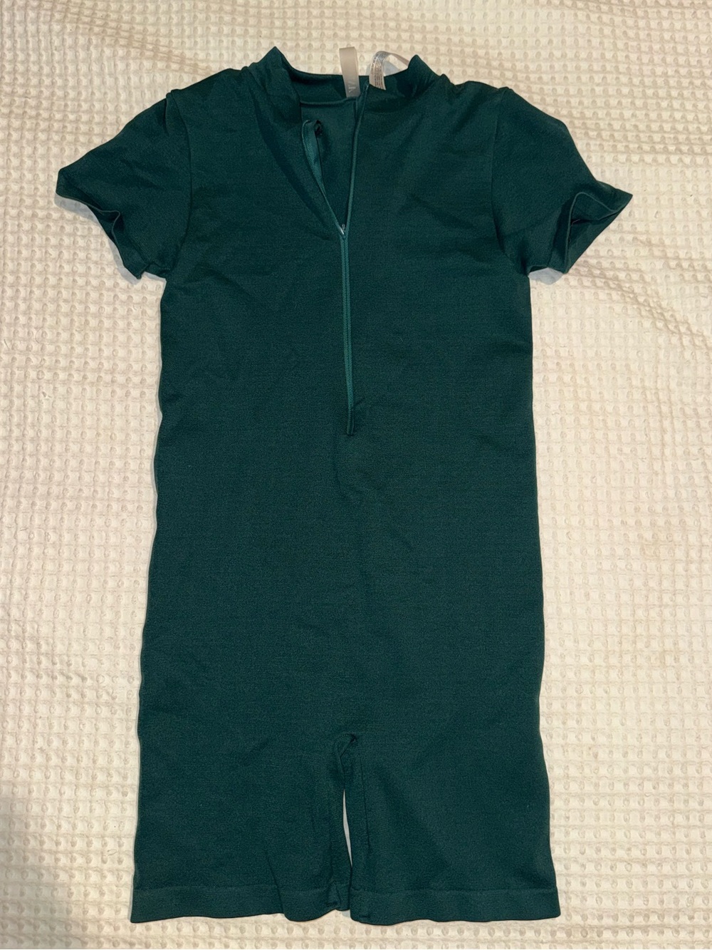2/$15 - Dark Teal Short Sleeve Romper with Front Zip
